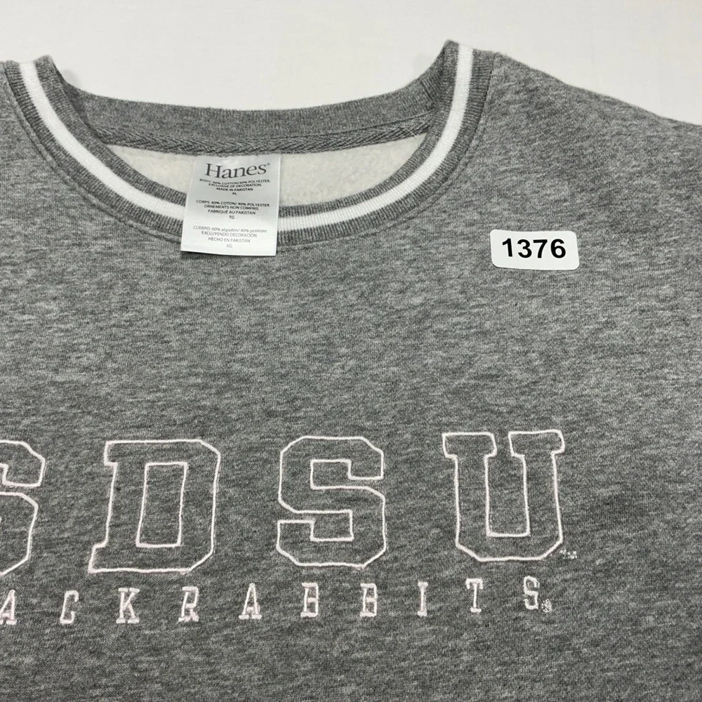 SDSU Jackrabbits‎ Hanes Gray Crewneck Sweatshirt Mens Pullover College Apparel
